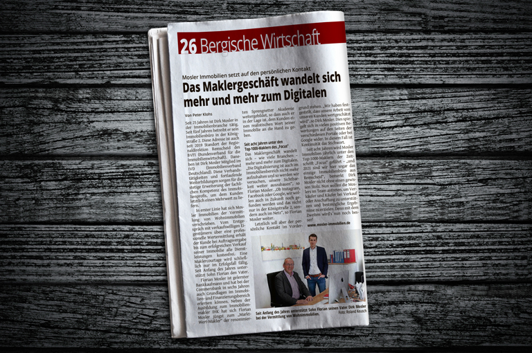 Mosler Immobilien setzt auf den persönlichen Kontakt