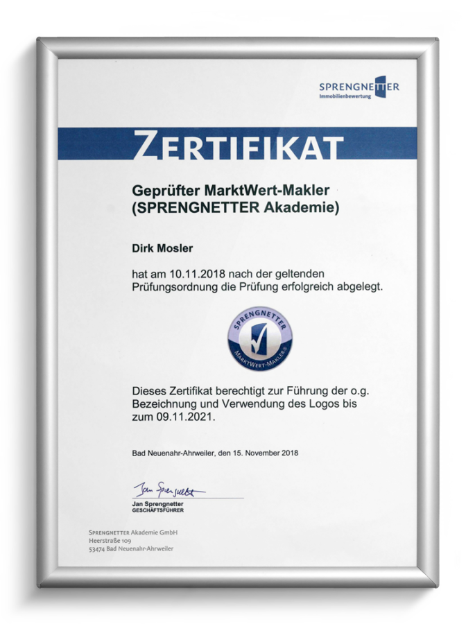Dirk Mosler - Geprüfter MarktWert-Makler (Sprengnetter Akademie)